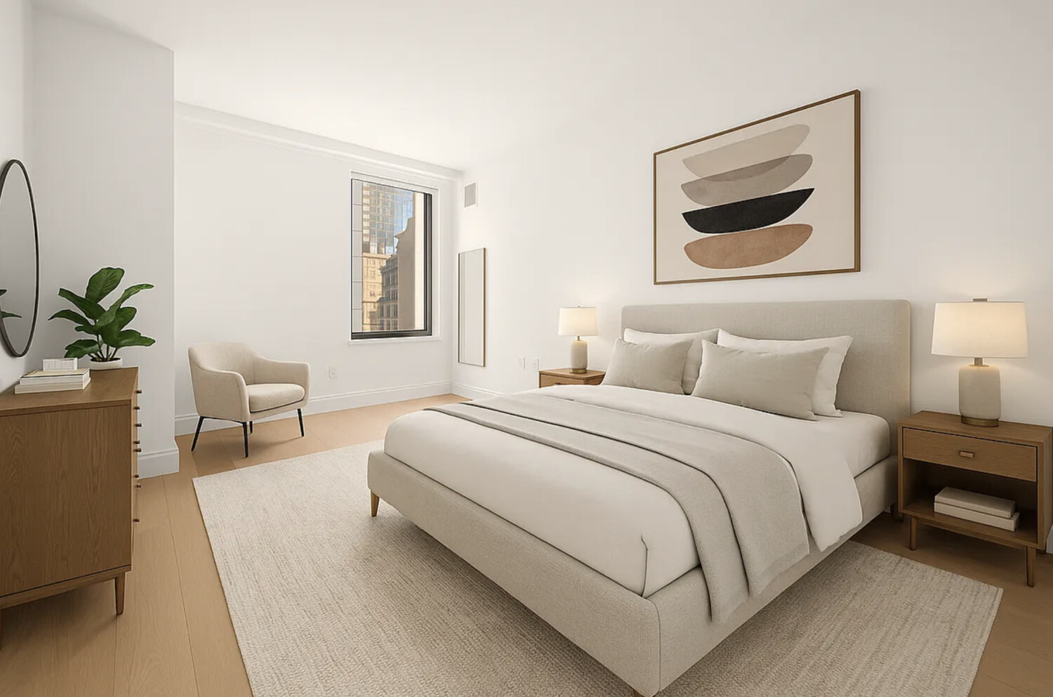 50 West 66th Street, Unit 7G Manhattan, NY 10023 - Photo 15 of 21 a bedroom with bed and a painting on the wall