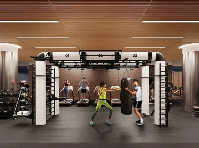 a view of an indoor swimming pool