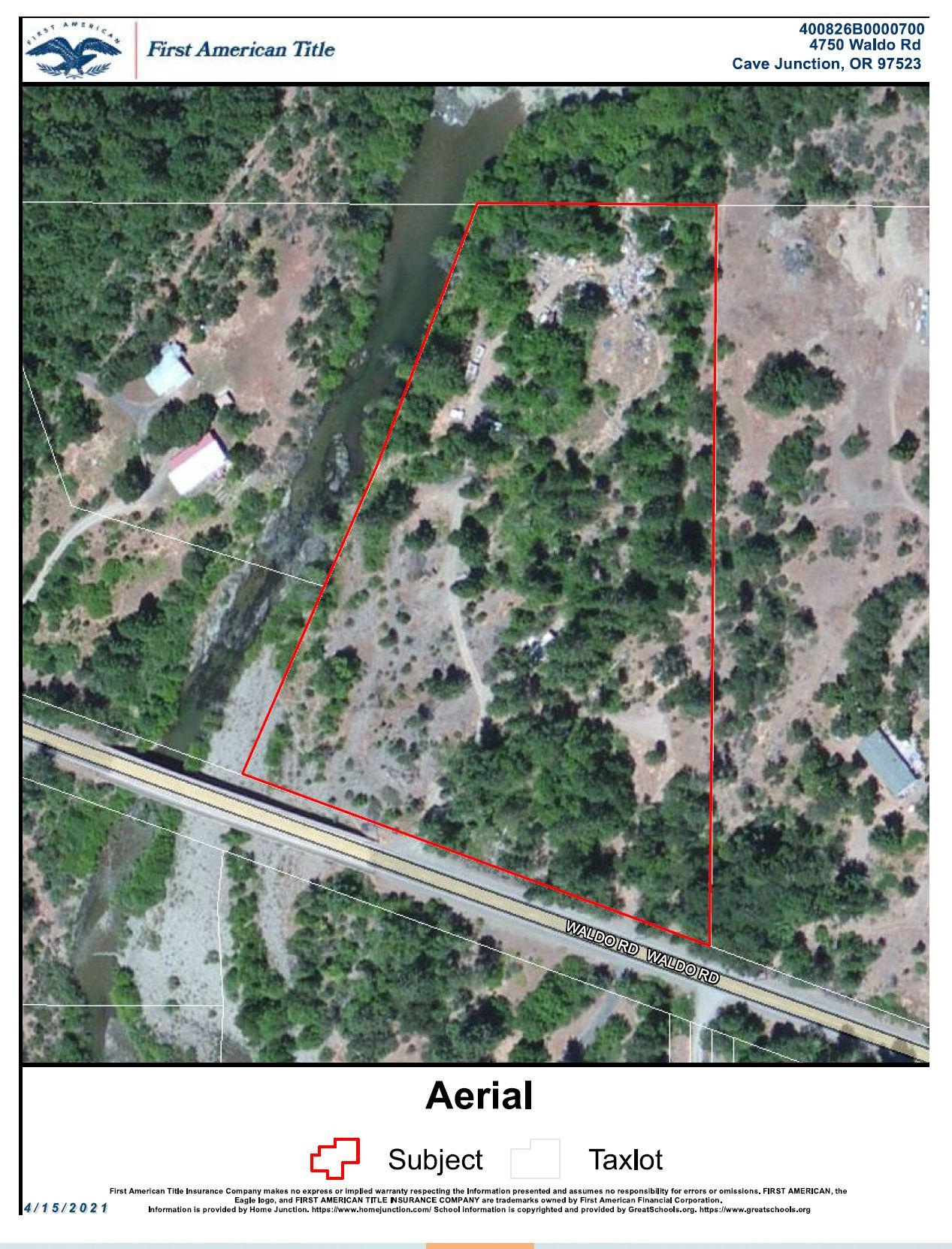 4750 Waldo Road Cave Junction, OR 97523 - Photo 7 of 22 7 _ 4750 Waldo Close Up Aerial Map