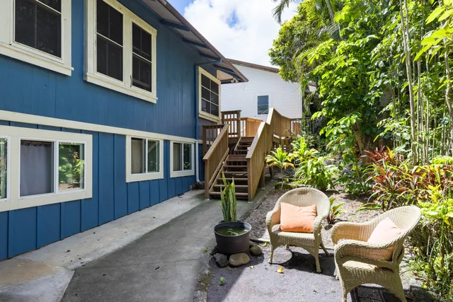 a view of a chairs in a patio