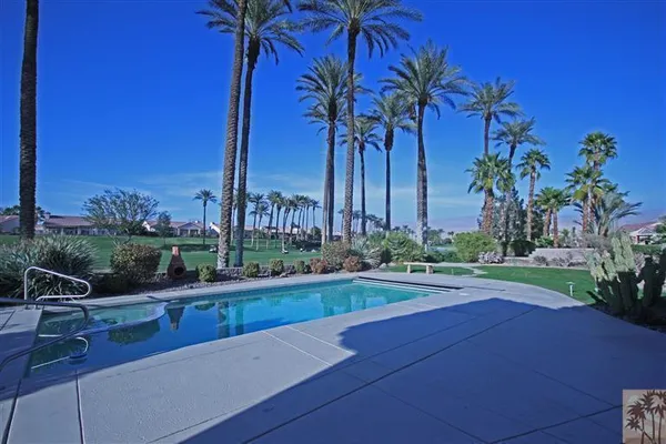 a view of a yard with palm tree