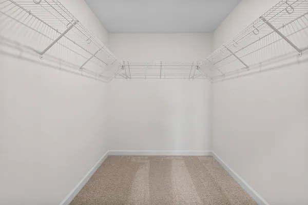 a view of a room with racks on the wall