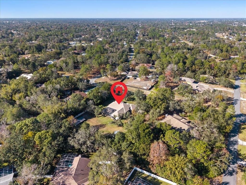 13624 Cooper Road Spring Hill, FL 34609 - Photo 74 of 75 an aerial view of residential house with outdoor space and trees all around