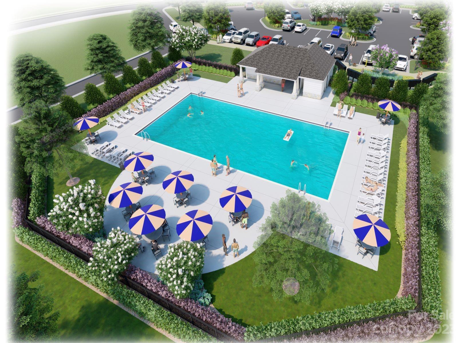 239 Cedar Knoll Circle Pineville, NC 28134 - Photo 5 of 7 swimming pool view with plants and large mirror