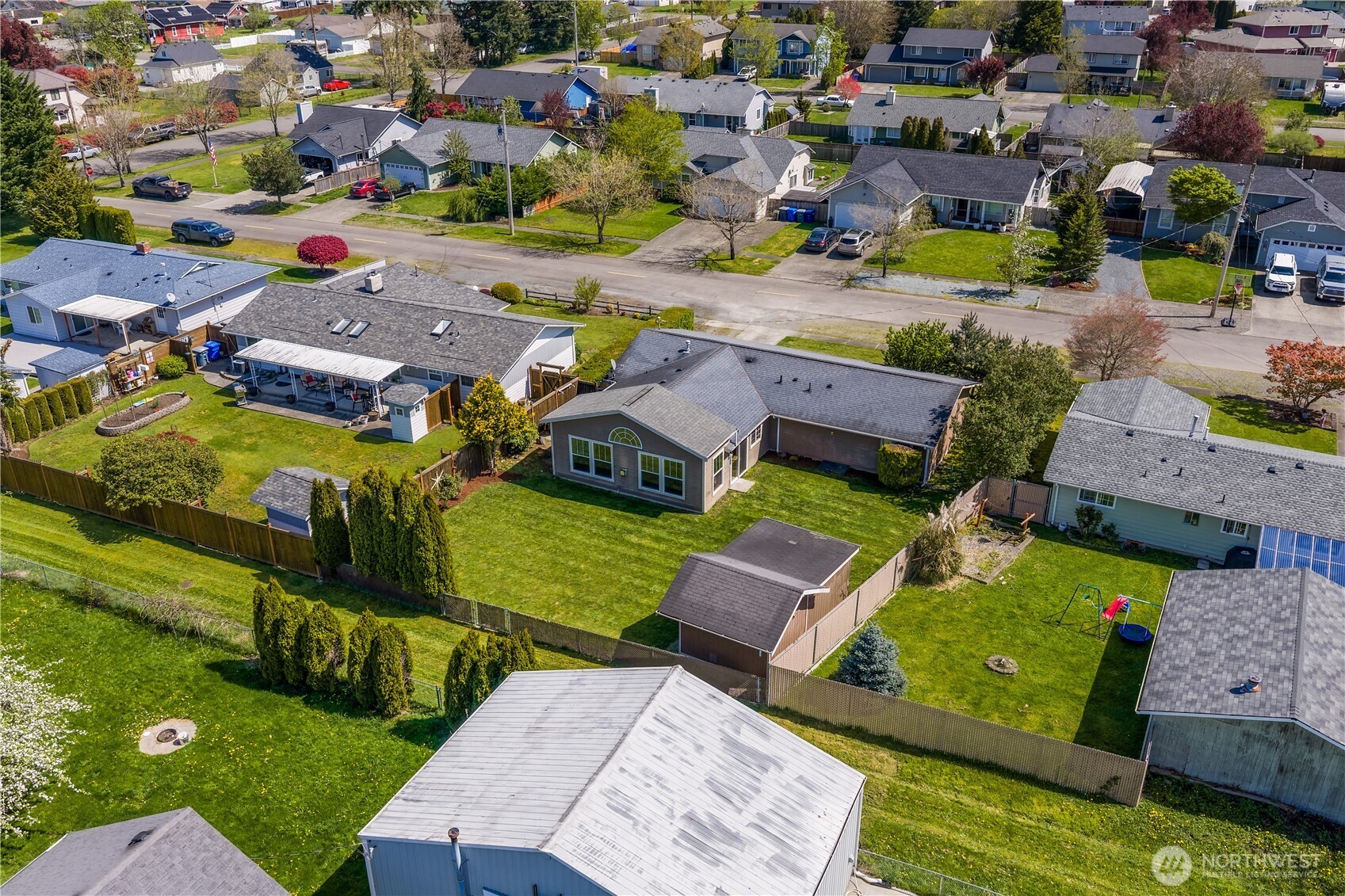247 South D Street Buckley, WA 98321 - Photo 25 of 28 an aerial view of a houses with a yard