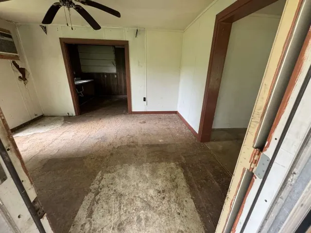 an empty room with closet