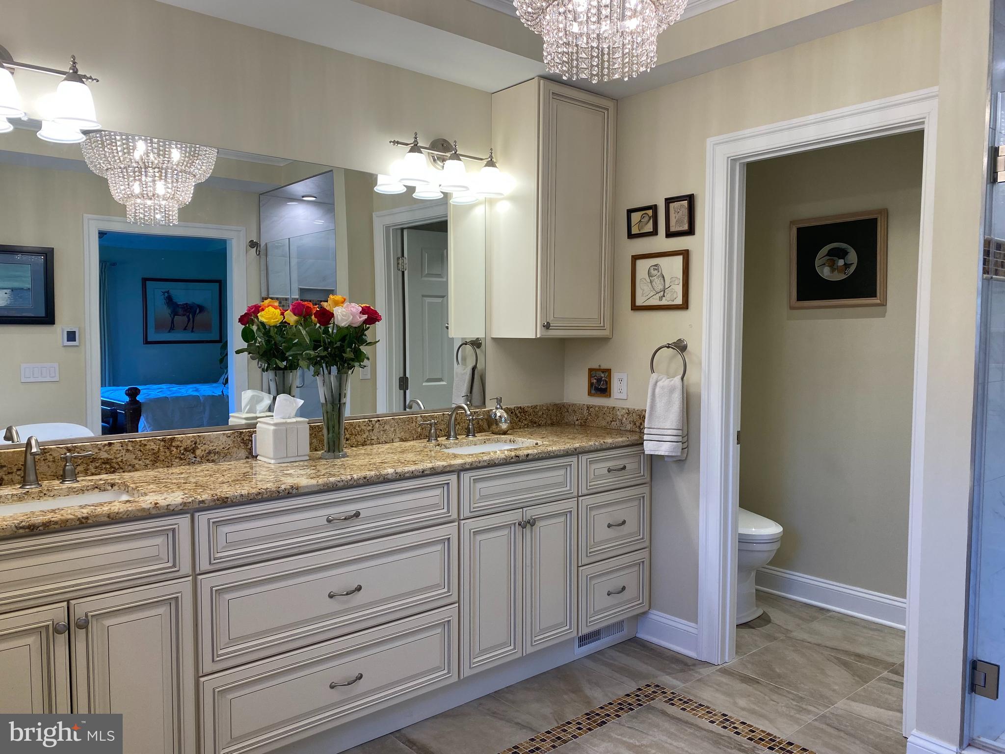 970 St George Barber Road Davidsonville, MD 21035 - Photo 19 of 69 a spacious bathroom with a granite countertop sink a toilet and a mirror