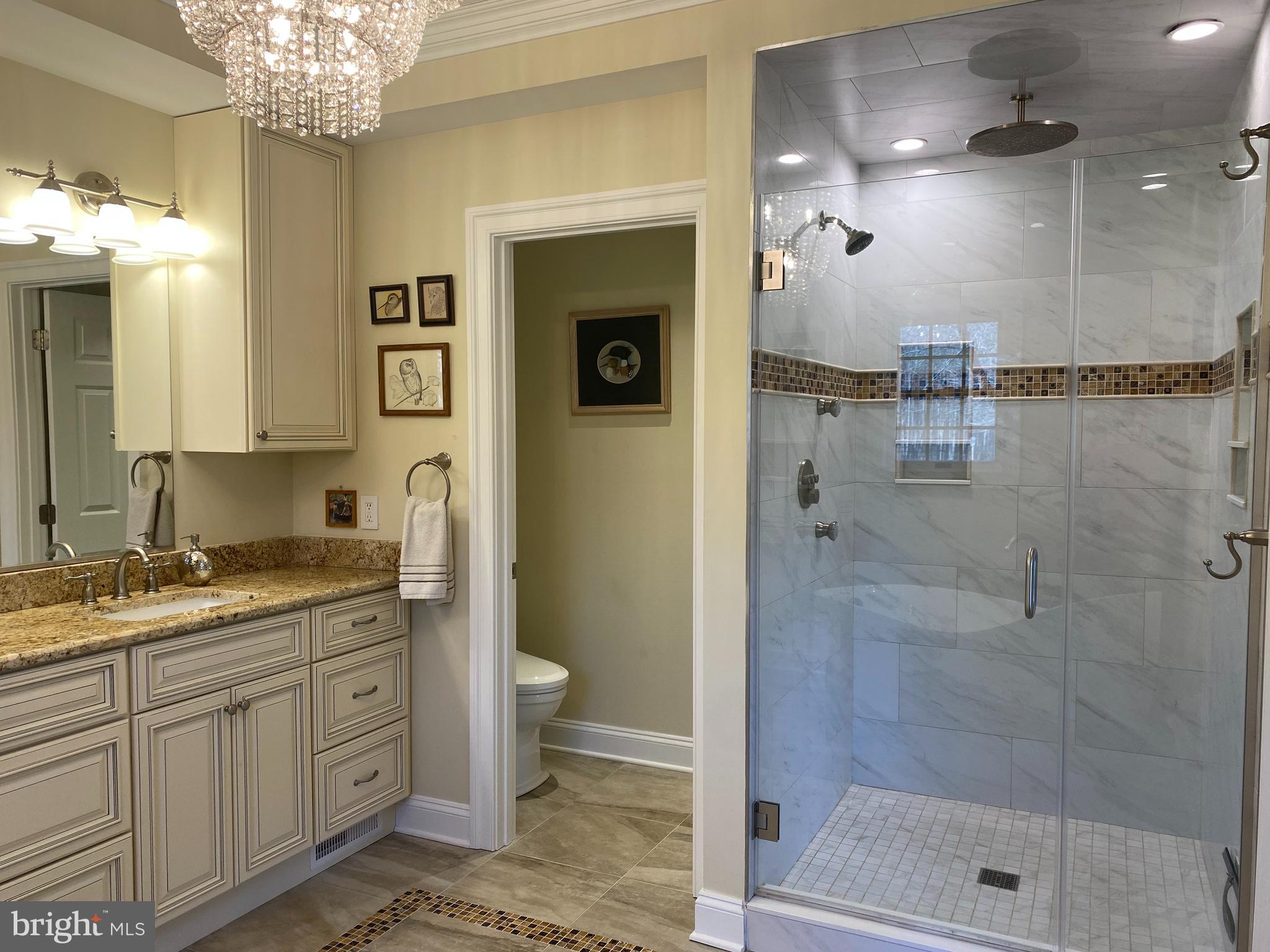 970 St George Barber Road Davidsonville, MD 21035 - Photo 20 of 69 a spacious bathroom with a granite countertop sink a mirror and a shower