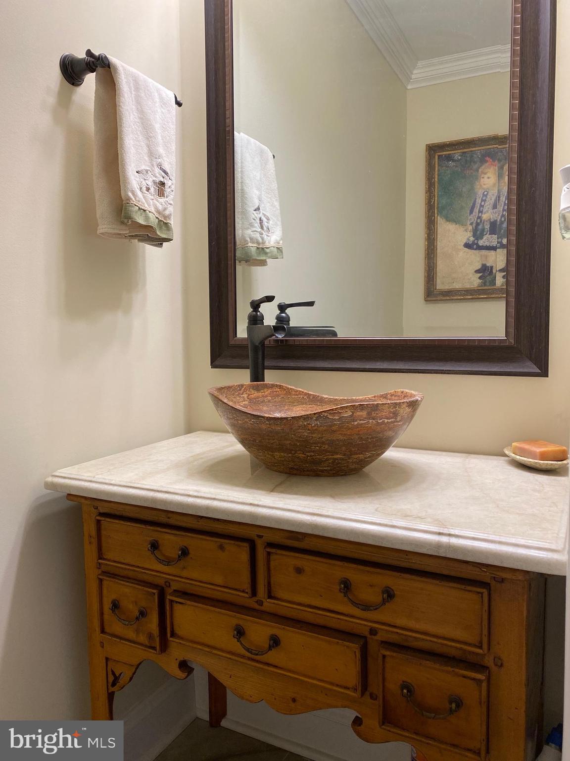 970 St George Barber Road Davidsonville, MD 21035 - Photo 38 of 69 Powder room with antique table and handmade sink