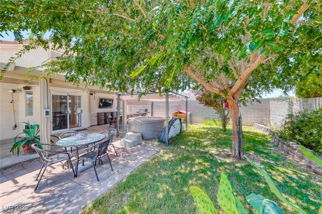 990 Ridge Path Avenue Henderson, NV 89015 - Photo 31 of 41 Fenced backyard featuring a hot tub and a patio