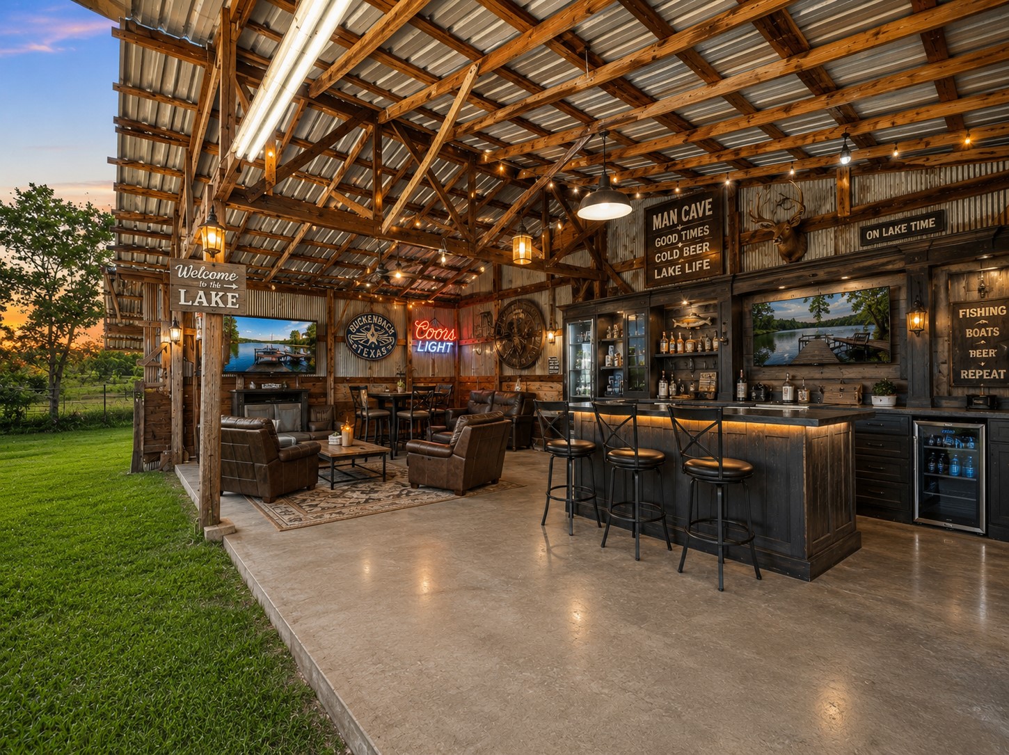 19023 Frey Road Hempstead, TX 77445 - Photo 41 of 49 This image is virtually staged.
Fabulous party barn creates the perfect setting for gatherings, celebrations, and entertaining. Exceptional outdoor space combines the party barn, fire pit, and cowboy pool for effortless entertaining.