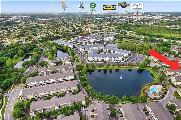 an aerial view of a house