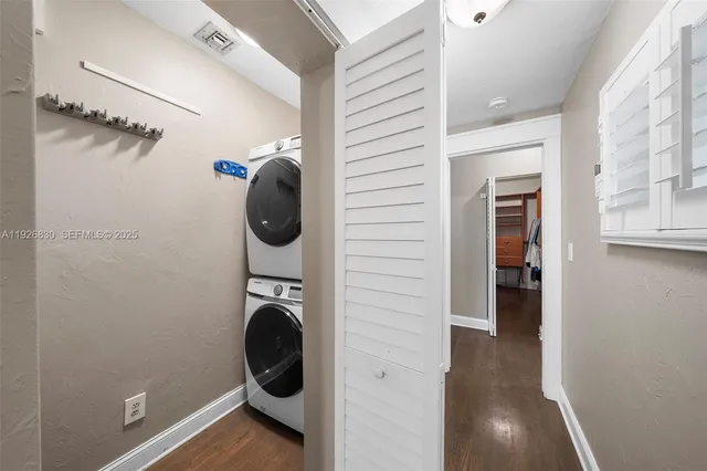 a view of small space with washer and dryer