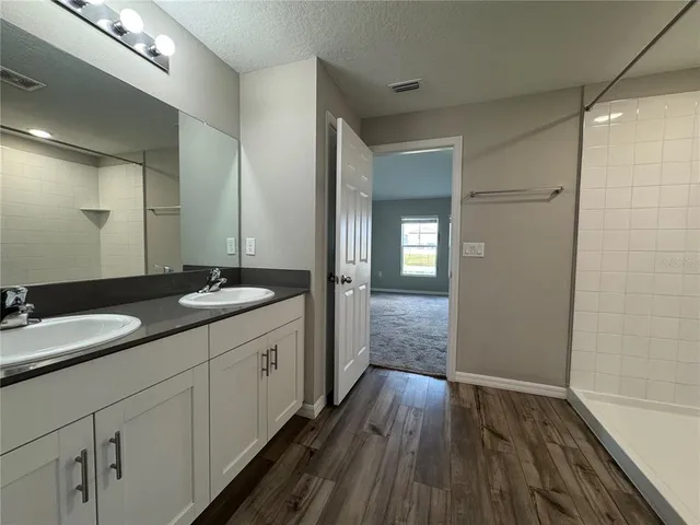 a view of a room with racks on the wall