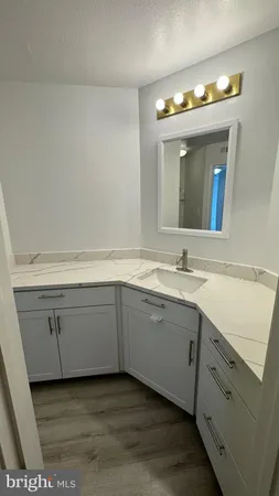 a view of a double vanity sink and mirror