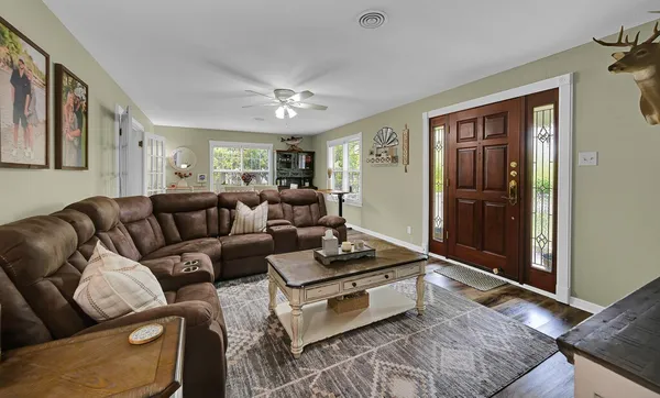 a living room with furniture