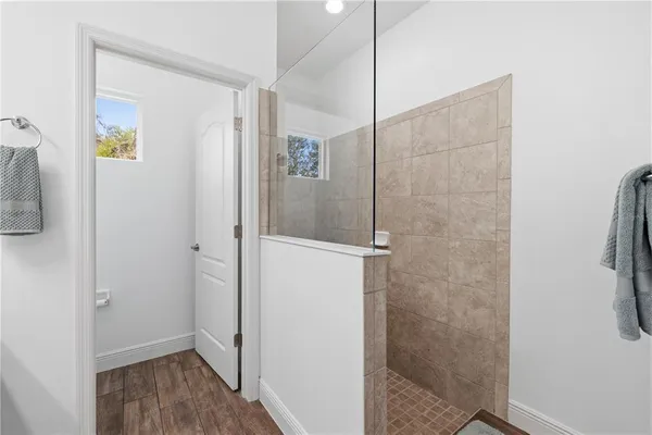 a bathroom with a shower