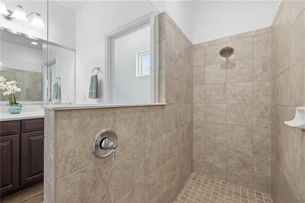 a bathroom with a shower