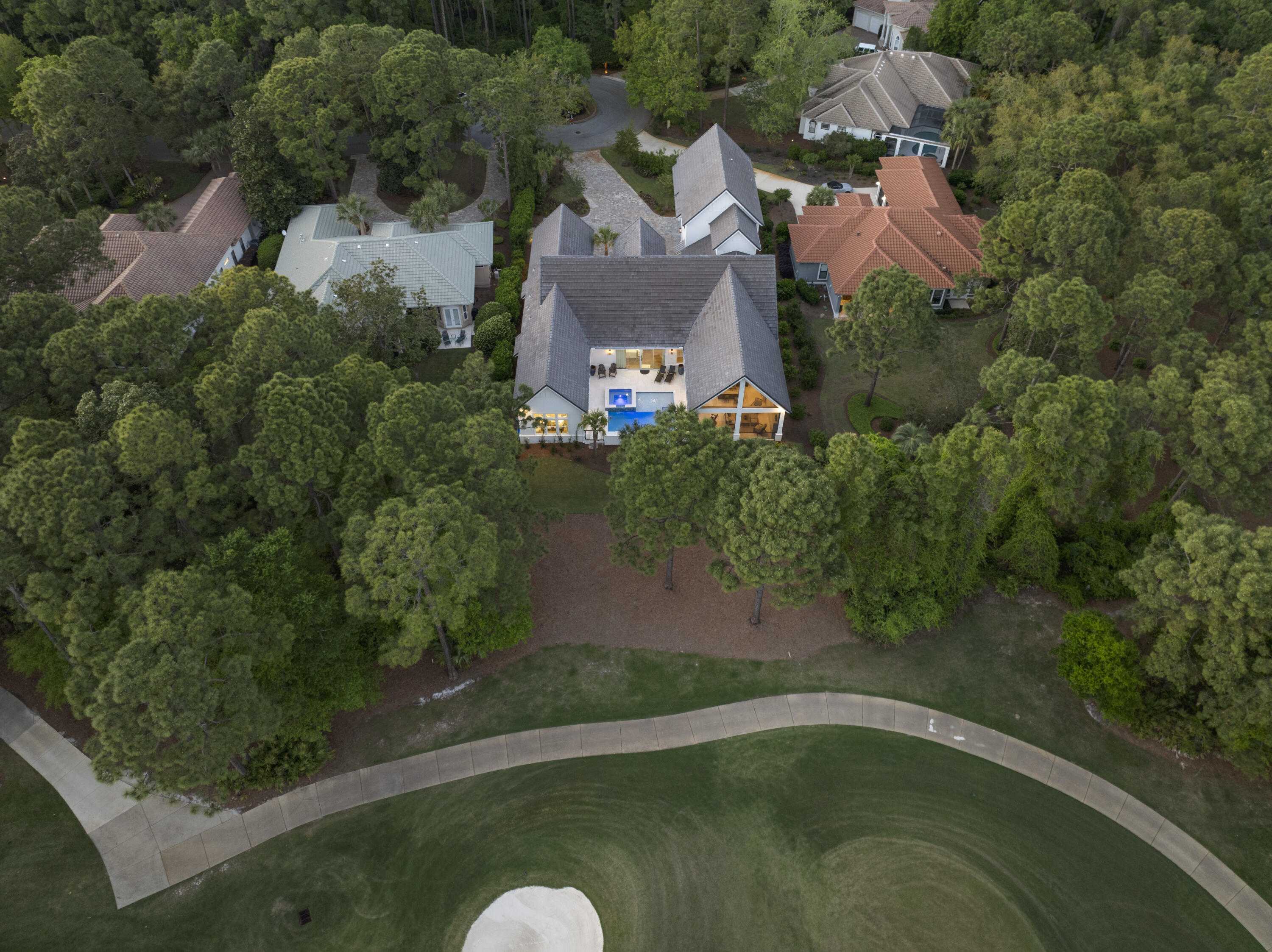 2924 Sand Pine Road Miramar Beach, FL 32550 - Photo 74 of 98 an aerial view of a house with a yard basket ball court and outdoor seating