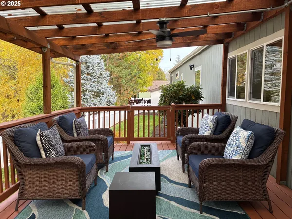 a outdoor living space with patio furniture