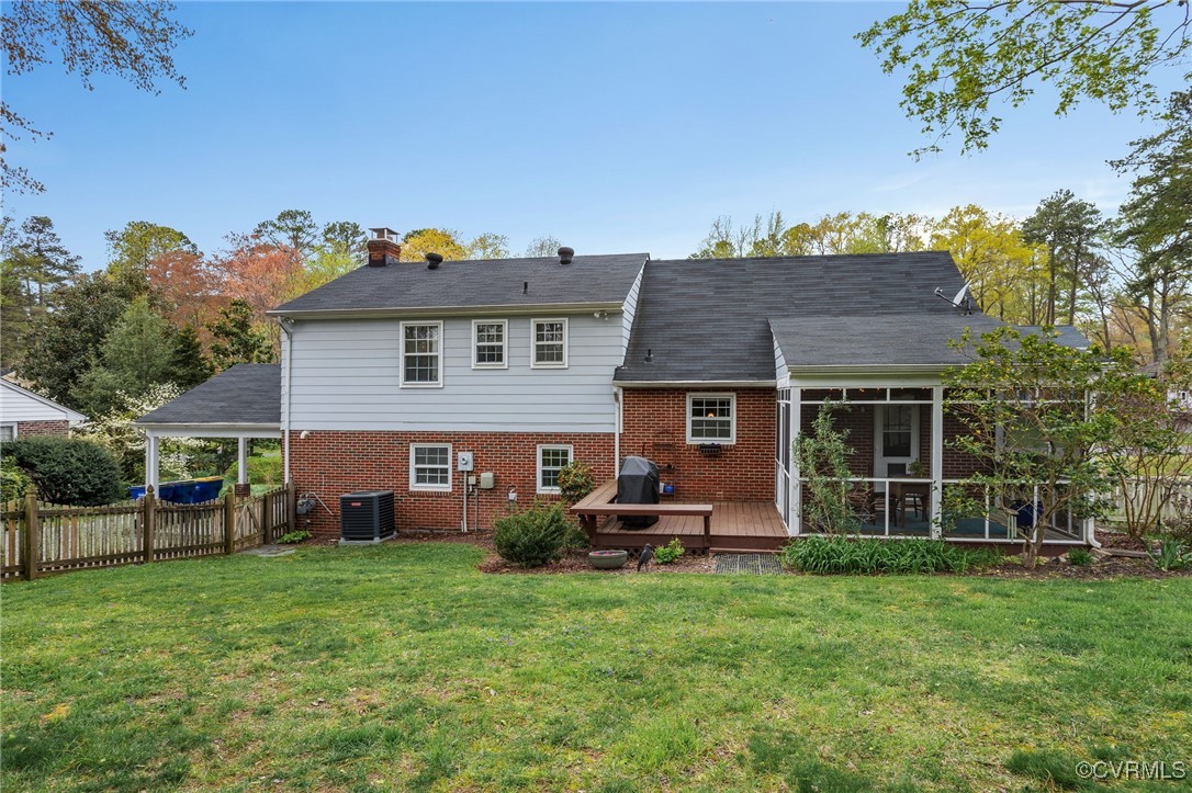121 Swanage Road Chesterfield, VA 23236 - Photo 28 of 36 View from the backyard showcases the screened porc