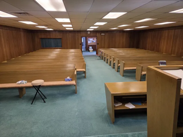 a view of a room with shelves