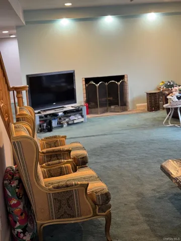 a view of a field with trees