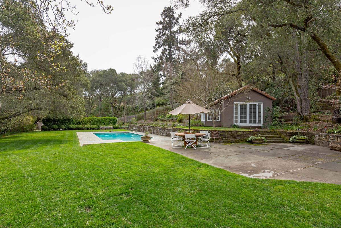 1475 Portola Road Woodside, CA 94062 - Photo 6 of 12 a view of a house with swimming pool and sitting area