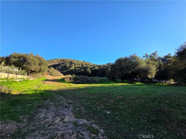 a view of a grassy area with an ocean