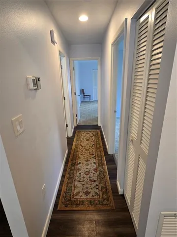 workspace with wooden floor and stairs