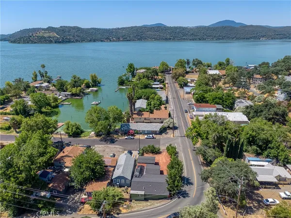a view of a lake with a mountain