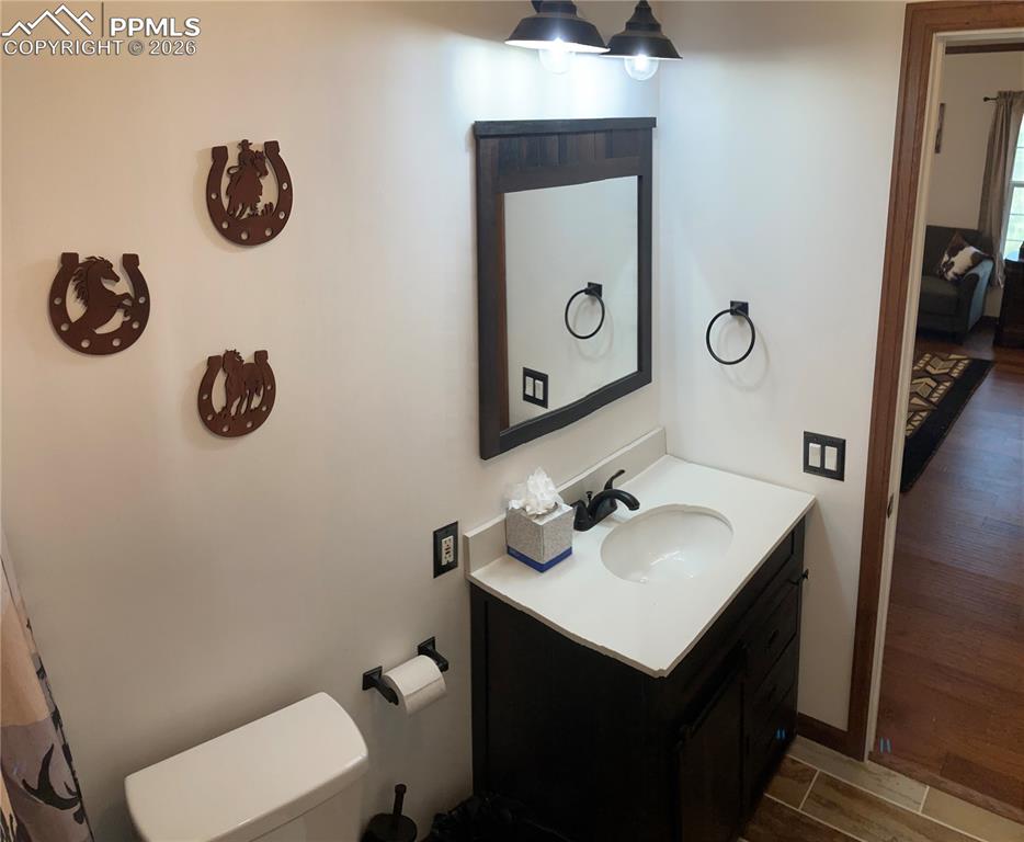 136 Black Knat Road Fairplay, CO 80440 - Photo 16 of 38 a bathroom with a sink mirror and toilet