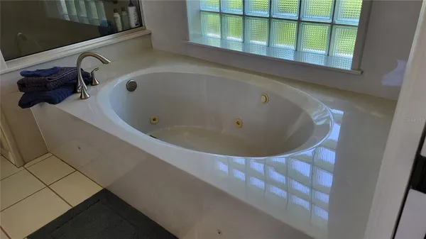 a bathroom with a bathtub