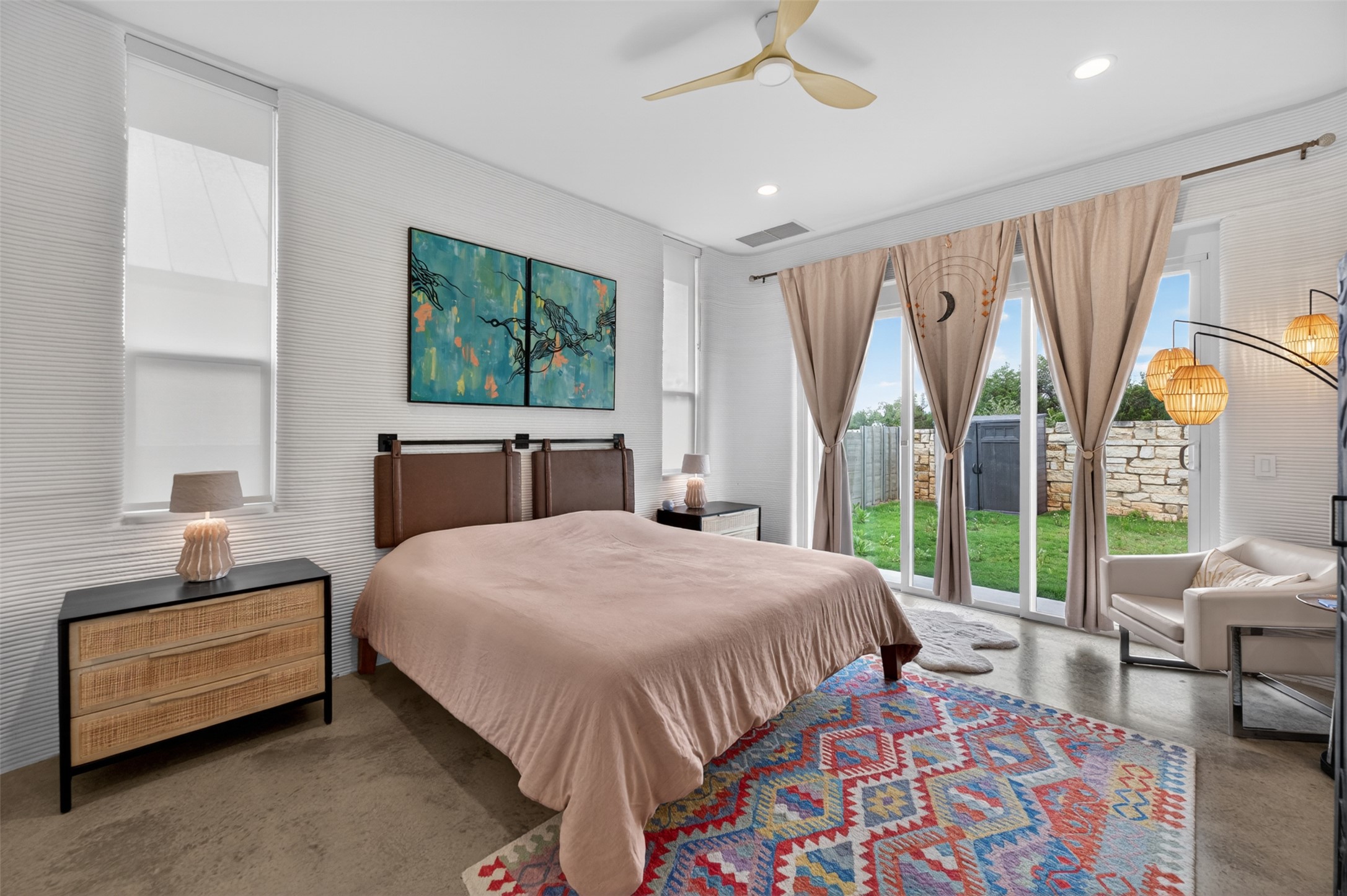 308 Painted Sunset Drive Georgetown, TX 78628 - Photo 21 of 26 Spacious room with concrete flooring, a modern ceiling fan, and recessed lighting