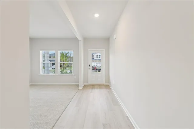 an empty room with windows