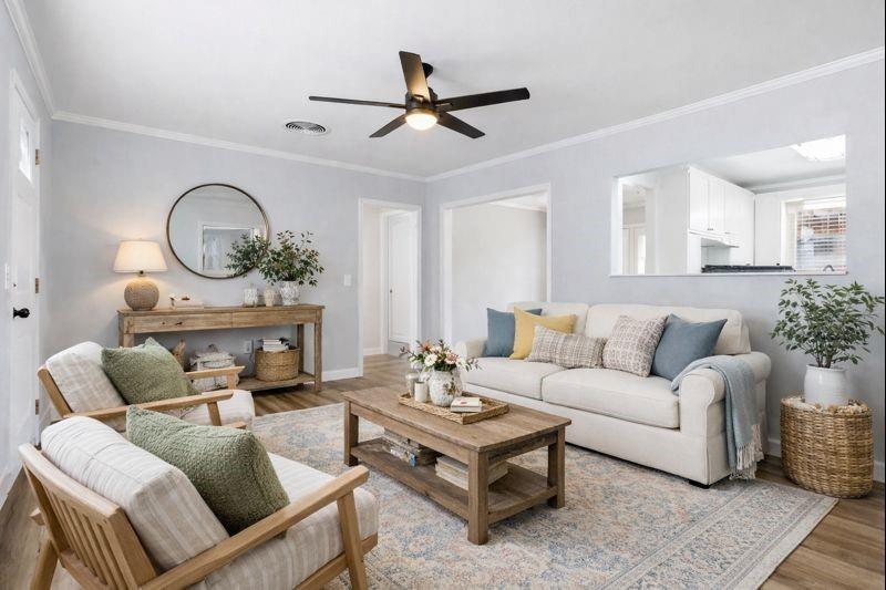 216 4th Street Joshua, TX 76058 - Photo 3 of 40 a living room with furniture a window and a potted plant