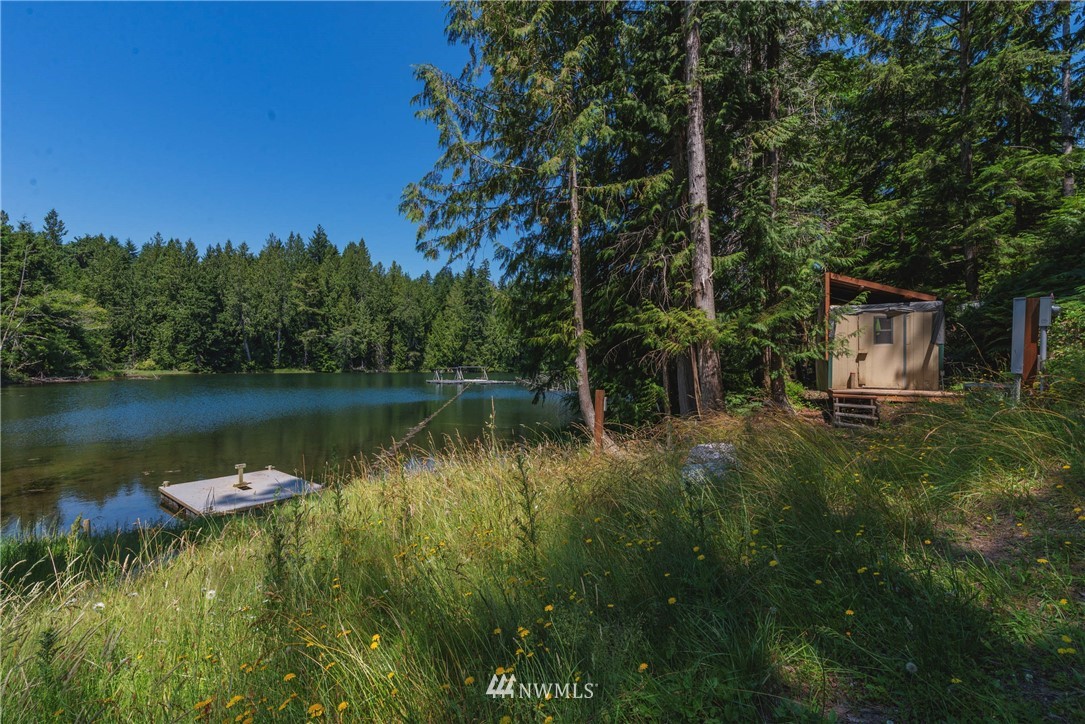 1192 Black Point Road Brinnon, WA 98320 - Photo 2 of 10 a backyard of a house with lots of green space and lake view