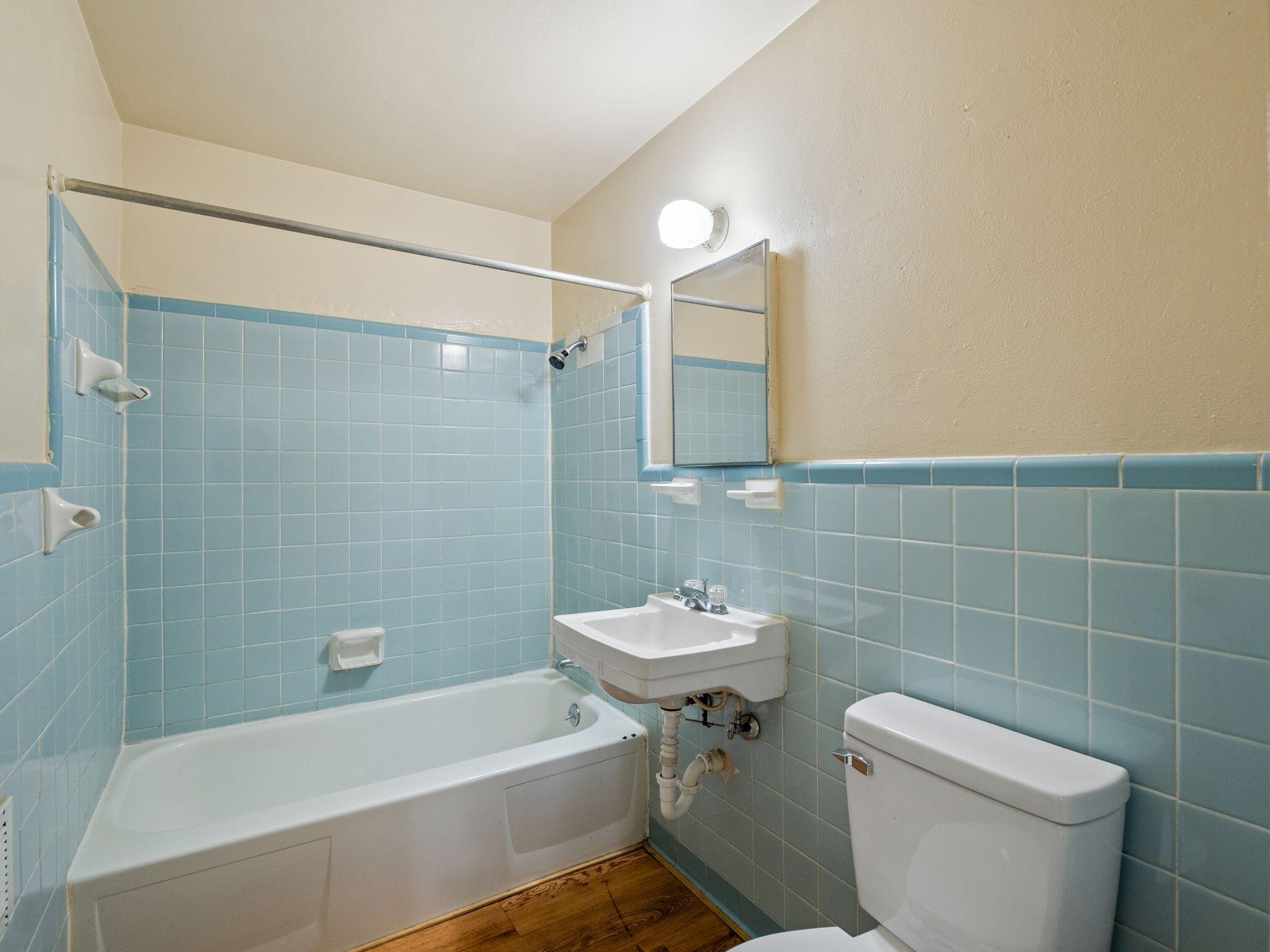 300 Ridgeview Lane, Unit 62 Bassett, VA 24055 - Photo 13 of 23 a bathroom with a sink a toilet a mirror and bathtub