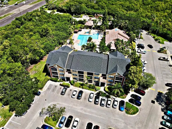 an aerial view of a house