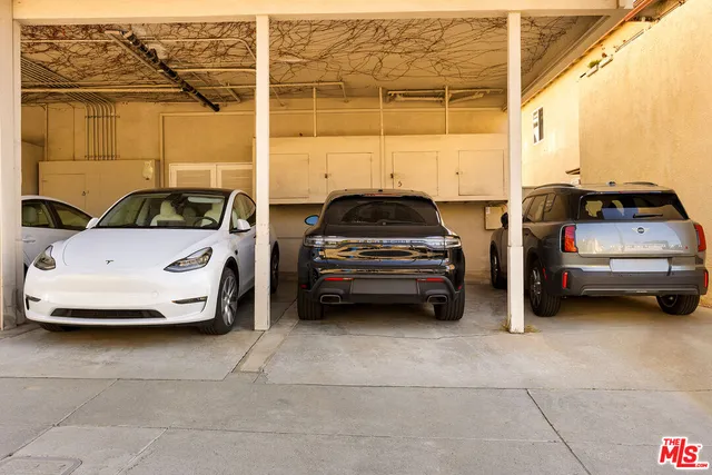 a view of a car parked in garage