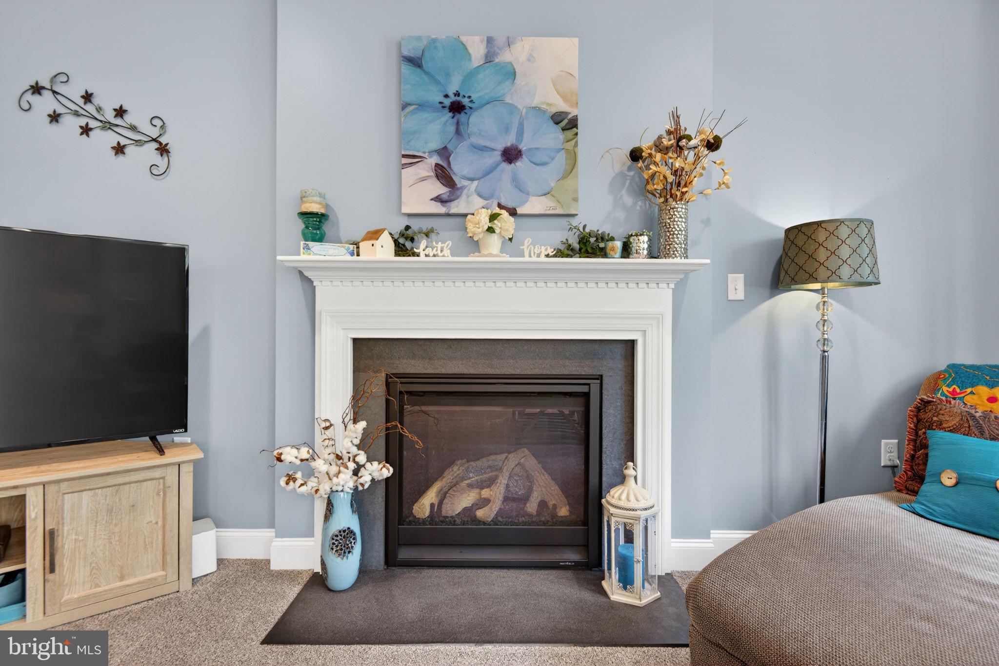 131 Freys Road Elizabethtown, PA 17022 - Photo 33 of 72 a living room with a fireplace furniture a flat screen tv and a fire place