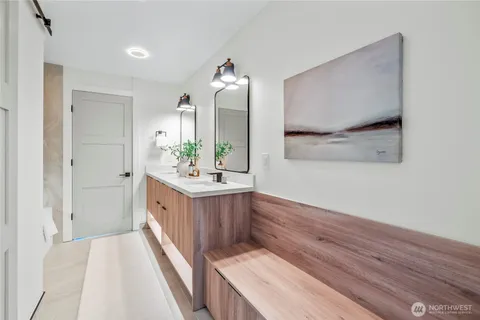 a bathroom with a bathtub