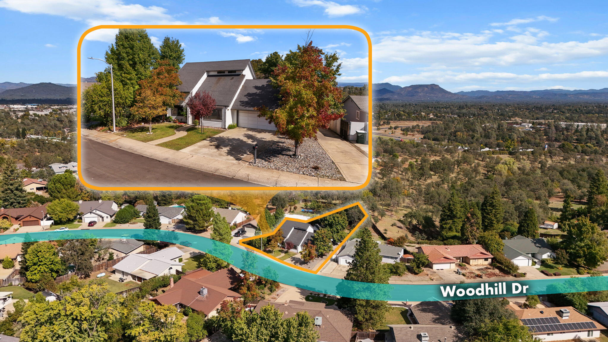 404 Woodhill Drive Redding, CA 96003 - Photo 49 of 52 an aerial view of residential houses with outdoor space