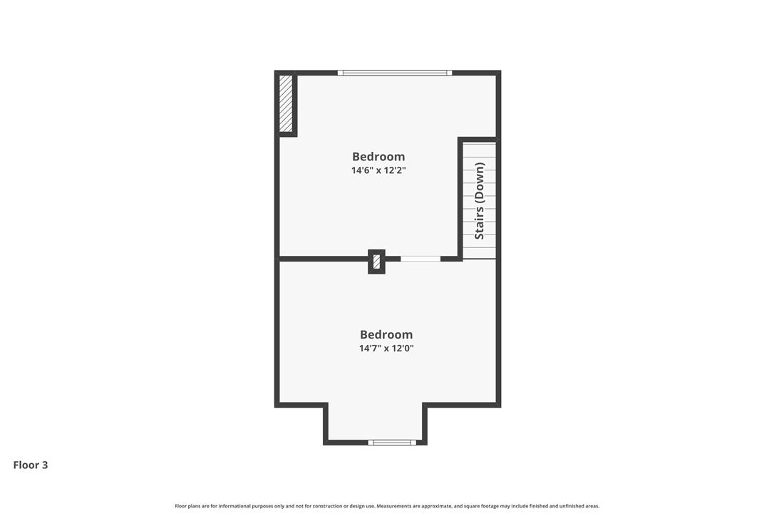 431 Pierce Street Bethlehem, PA 18015 - Photo 27 of 27 Floor plan displaying a pair of comfortable bedrooms, each providing generous dimensions and direct access to an internal staircase.