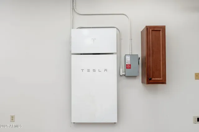 an aerial view of a house with a garden