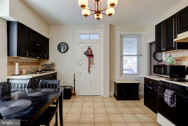 a kitchen with a stove a sink and a microwave