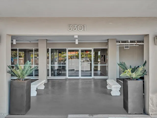 a view of an entryway with wooden floor and a potted plant