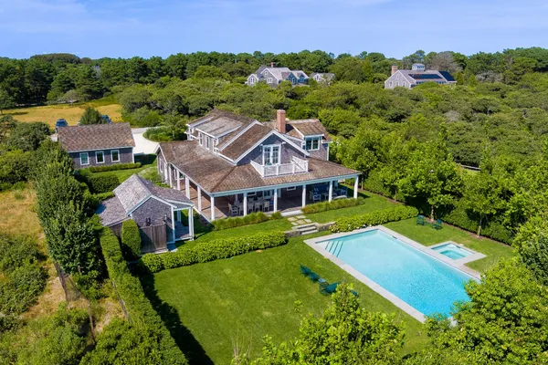 an aerial view of a house