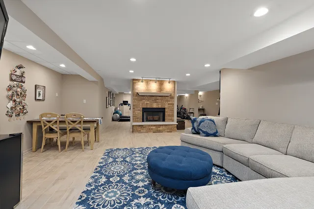 a building outdoor space with patio furniture