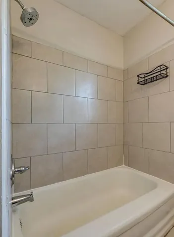 a bathroom with a bathtub